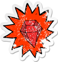 retro distressed sticker of a cartoon huge ruby png