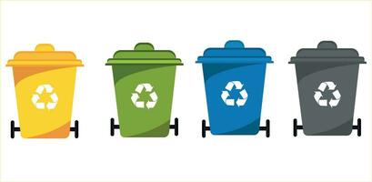 Recycle bin vector illustration. Colorful recycle bin