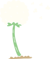 flat color illustration cartoon dandelion blowing in wind png