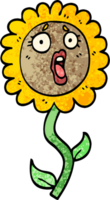 grunge textured illustration cartoon shocked sunflower png