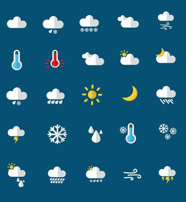 Weather icon set vector illustration. Weather conditions icons