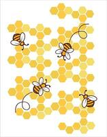 Honeycomb and Honeybee vector illustration