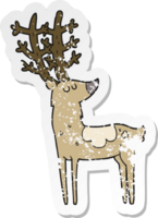 retro distressed sticker of a cartoon stag png
