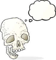 cartoon ancient spooky skull with thought bubble png