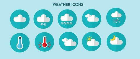 Weather icon set vector illustration. Weather conditions icons