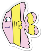 sticker of a quirky hand drawn cartoon fish png