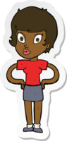 sticker of a cartoon woman with hands on hips png