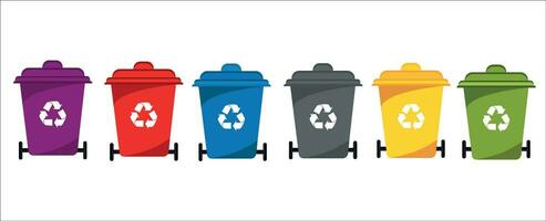 Recycle bin vector illustration. Colorful recycle bin