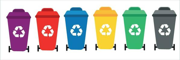 Recycle bin vector illustration. Colorful recycle bin