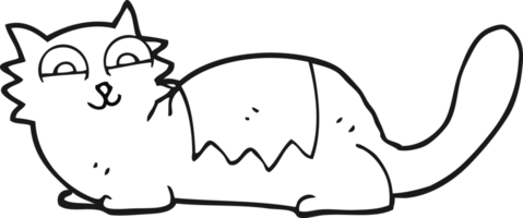 chat de dessin animé noir et blanc png