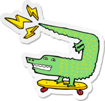 sticker of a amazing skateboarding alligator png