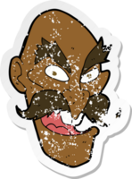 retro distressed sticker of a cartoon evil old man face png