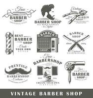 Set of vintage barbershop labels vector