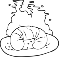 black and white cartoon hot croissant png