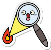 sticker of a cute cartoon magnifying glass png