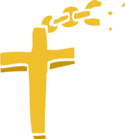 dessin animé doodle crucifix sur chaîne png