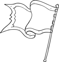 black and white cartoon flag blowing in wind png