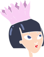 flat color illustration of a cartoon woman wearing paper crown png