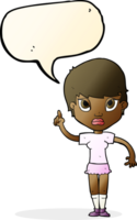 cartoon girl with idea with speech bubble png