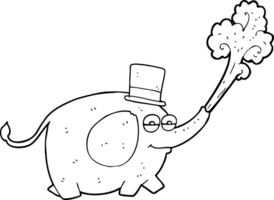 black and white cartoon elephant squirting water png