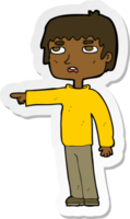 sticker of a cartoon boy pointing png