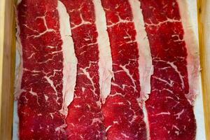 Thin sliced beef for Shabu Shabu photo