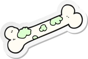 sticker of a cartoon moldy old bone png