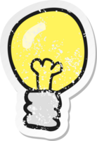 retro distressed sticker of a cartoon light bulb png