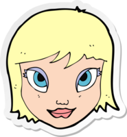 pegatina de un rostro femenino de dibujos animados png