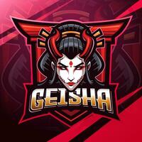 Geisha head mascot logo design vector