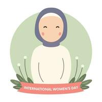 vector internacional De las mujeres día ilustración hijab niña plano diseño