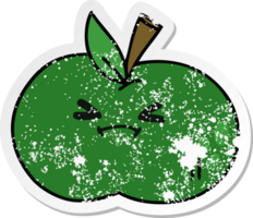 distressed sticker of a quirky hand drawn cartoon apple png