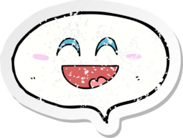 retro distressed sticker of a cute cartoon speech balloon png