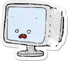 retro distressed sticker of a cartoon computer screen png