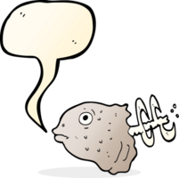 Cartoon-Fischkopf mit Sprechblase png