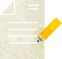 retro illustration style cartoon of writing a document png