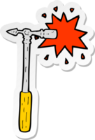 klistermärke av en tecknad pin hammare png