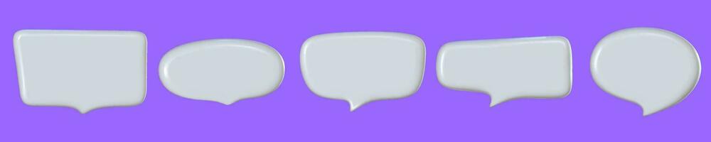 3d speech balloon set for text. Cloud for message talk. Speak dialog box. 3d vector render.