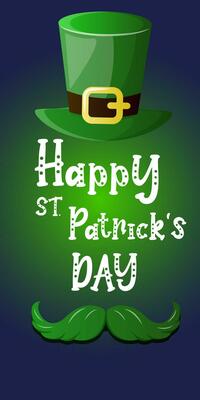 Saint Patrick's Day, Feast of Saint Patrick party poster design, 17 March celebration, invitation, leprechaun hat and mustache, vector illustration