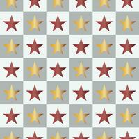 Checker pattern with red and yellow glowing star pattern seamless gradient background Vector Image