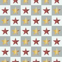 Checker pattern with red and yellow glowing star pattern seamless gradient background Vector Image