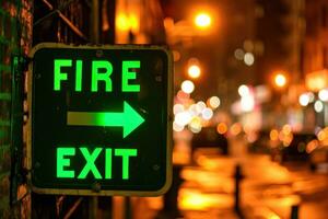 AI generated The indicator light shows the word FIRE EXIT. Generative AI photo