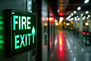 AI generated The indicator light shows the word FIRE EXIT. Generative AI photo