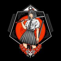 AI generated samurai girl illustration vector