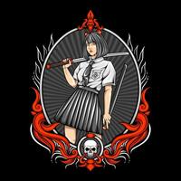 AI generated samurai girl illustration vector