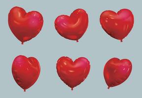 A set of heart balloons from different angles vector