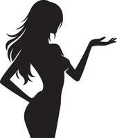 A Female presenting something vector silhouette