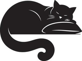 cat sleep on pillow vector art illustration silhouette 8