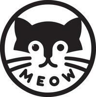 Cat head logo vector art illustration, black color cat head logo