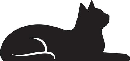 a minimal a cat sleep and watching dream vector art illustration silhouette